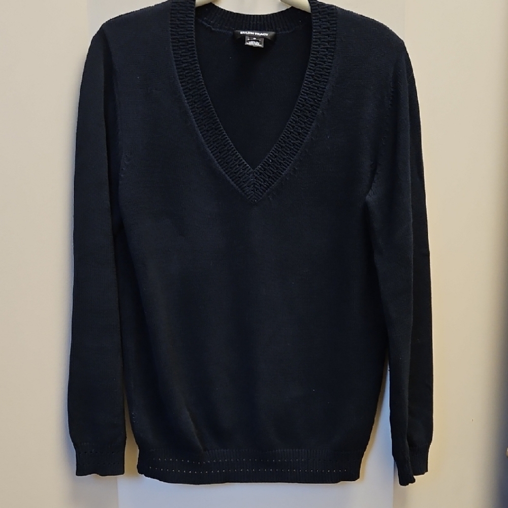 Ellen Tracy Deep Blue V-Neck Sweater